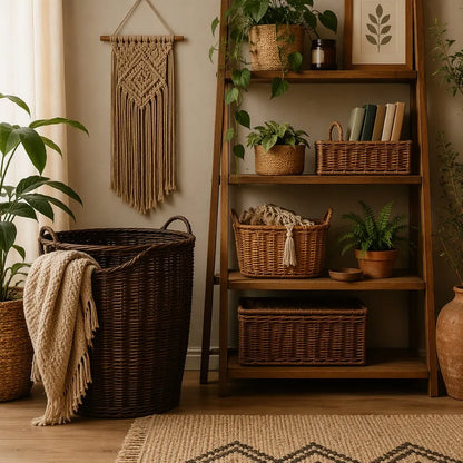 Deep Brown Rattan Storage Basket - View 4